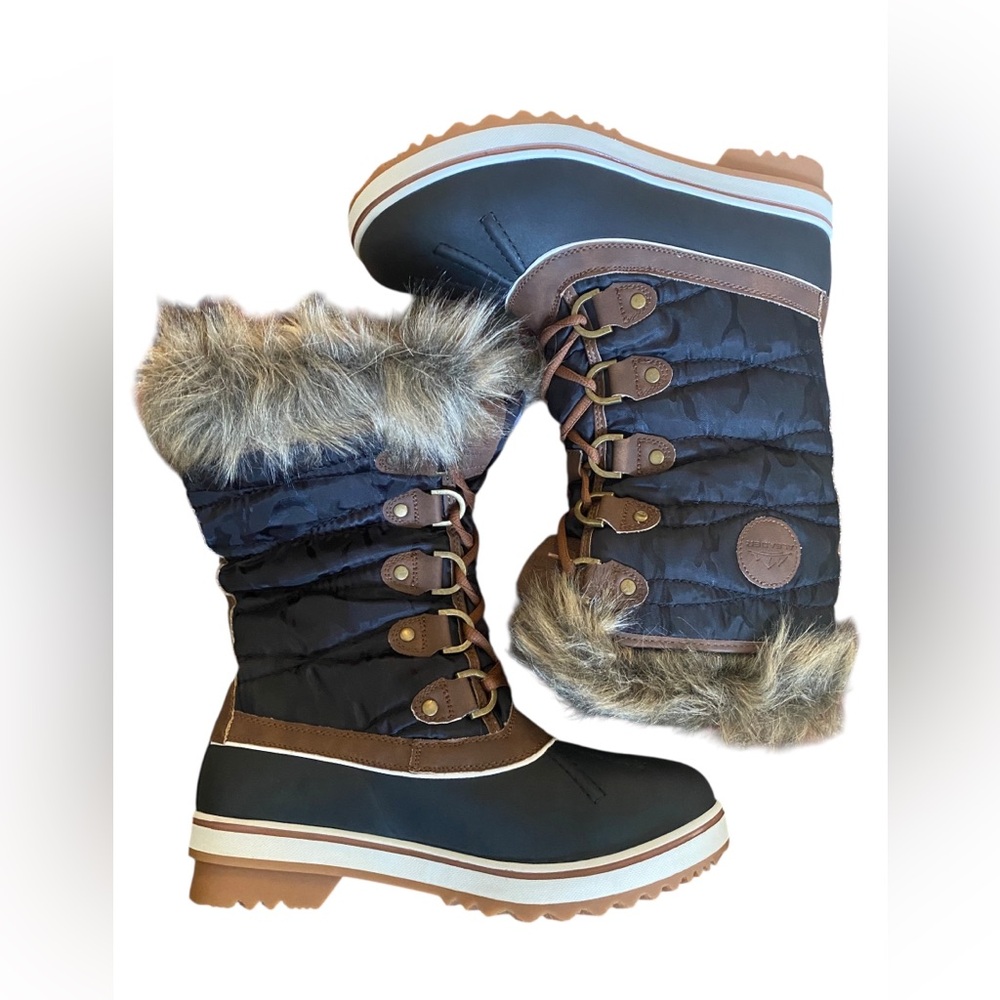 Aleader Women’s Faux Fur Heeled Mid Calf Winter Snow Boots 7.5 NEW